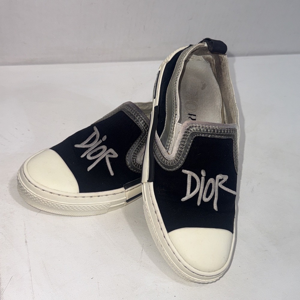 Dior x Shawn Stussy B23 Slip On Black White Slip Ok Designer Sneakers EU Size 38